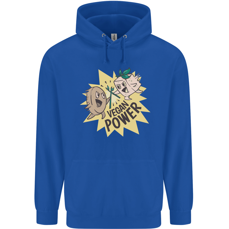 Vegan Power Funny Mens 80% Cotton Hoodie Royal Blue