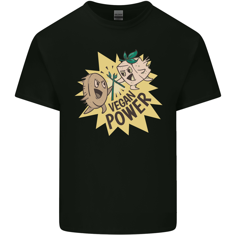 Vegan Power Funny Mens Cotton T-Shirt Tee Top Black