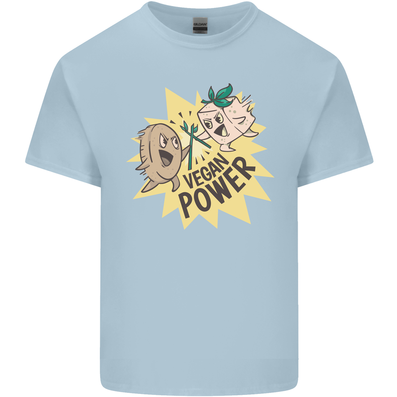 Vegan Power Funny Mens Cotton T-Shirt Tee Top Light Blue