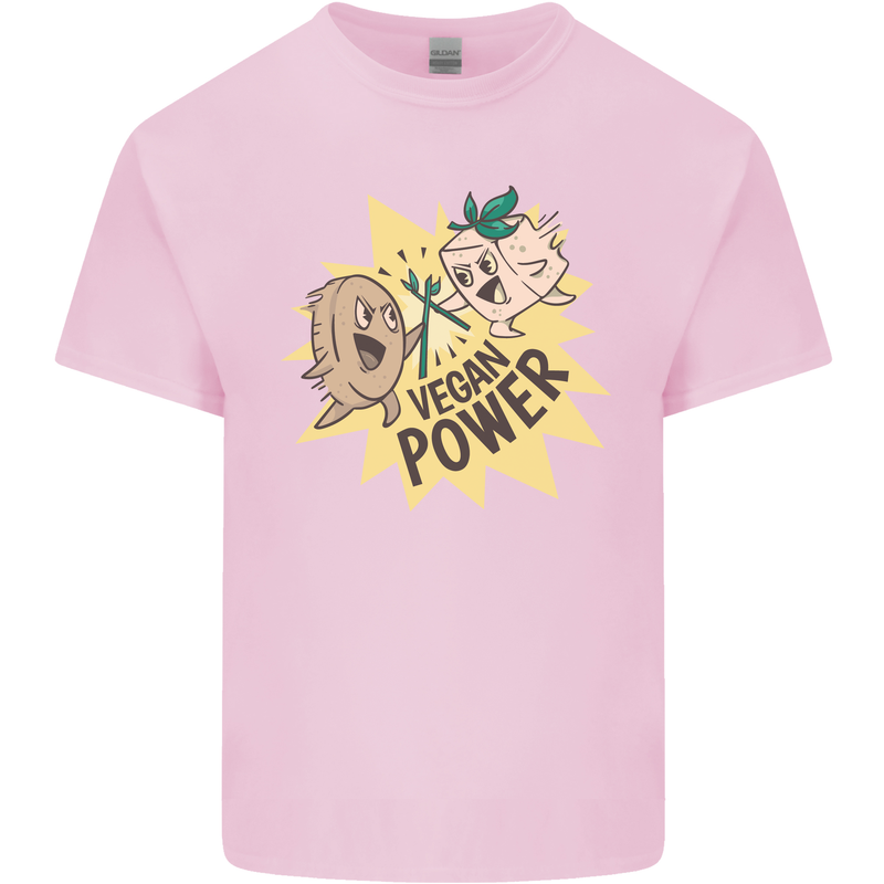 Vegan Power Funny Mens Cotton T-Shirt Tee Top Light Pink