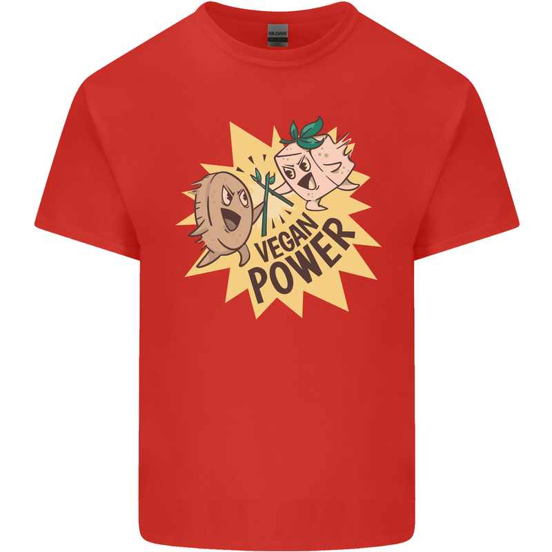 Vegan Power Funny Mens Cotton T-Shirt Tee Top Red