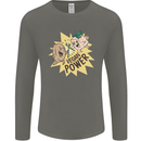Vegan Power Funny Mens Long Sleeve T-Shirt Charcoal