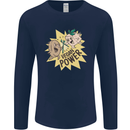 Vegan Power Funny Mens Long Sleeve T-Shirt Navy Blue