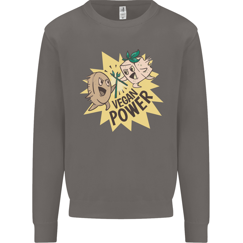 Vegan Power Funny Mens Sweatshirt Jumper Charcoal