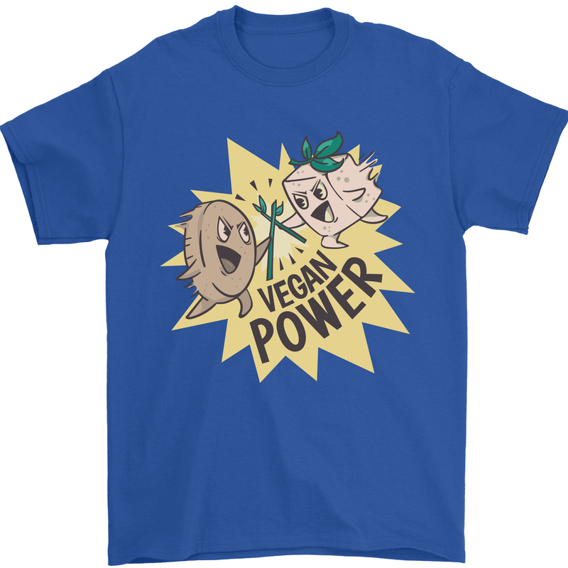 Vegan Power Funny Mens T-Shirt 100% Cotton Royal Blue