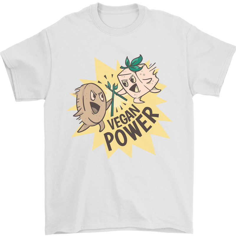 Vegan Power Funny Mens T-Shirt 100% Cotton White