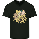 Vegan Power Funny Mens V-Neck Cotton T-Shirt Black
