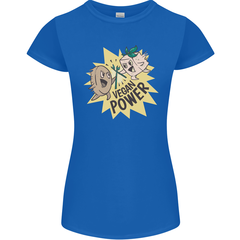 Vegan Power Funny Womens Petite Cut T-Shirt Royal Blue