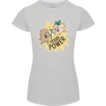 Vegan Power Funny Womens Petite Cut T-Shirt Sports Grey