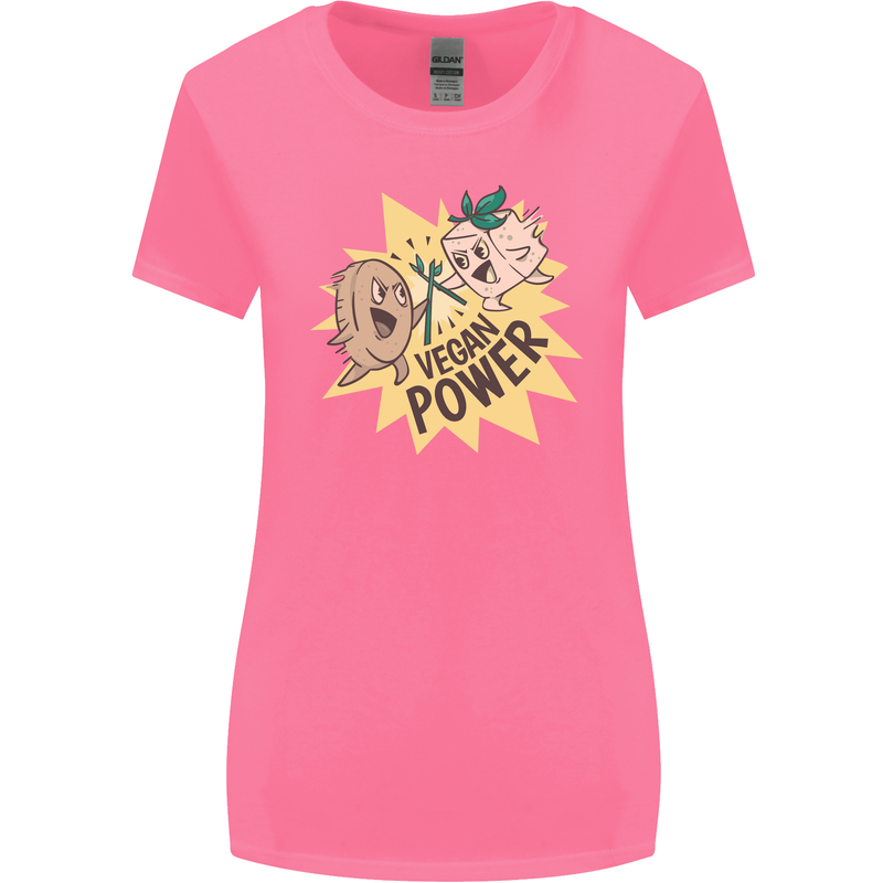 Vegan Power Funny Womens Wider Cut T-Shirt Azalea