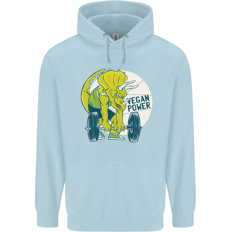 Vegan Power Gym Bodybuilding Vegetarian Childrens Kids Hoodie Light Blue