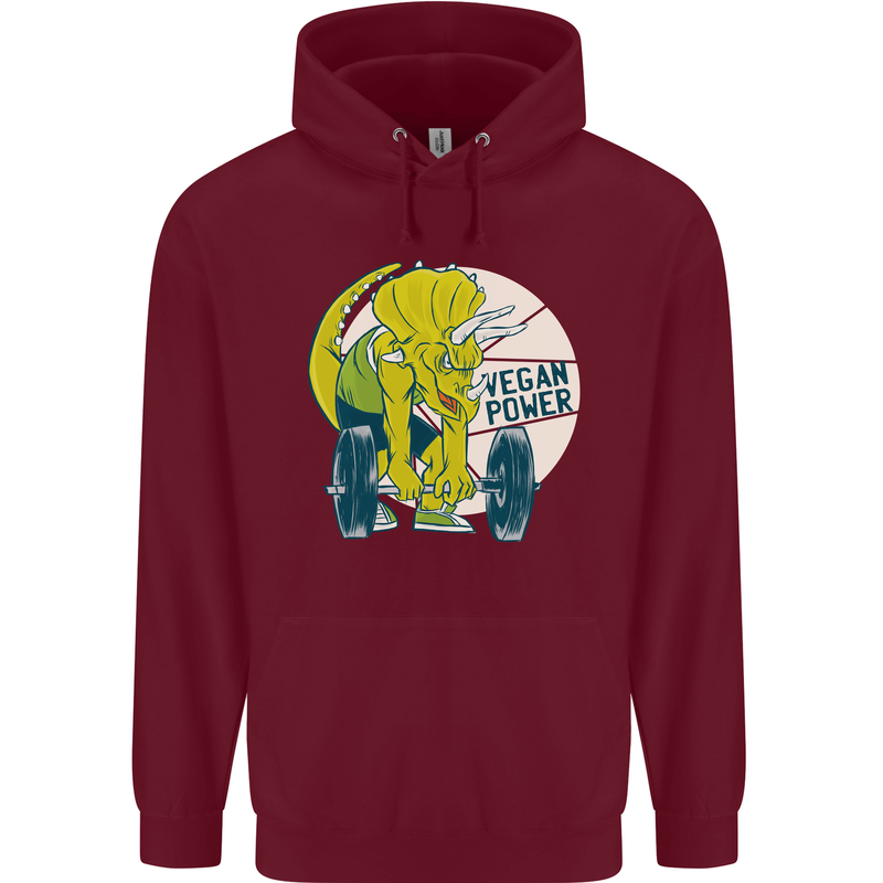 Vegan Power Gym Bodybuilding Vegetarian Childrens Kids Hoodie Maroon