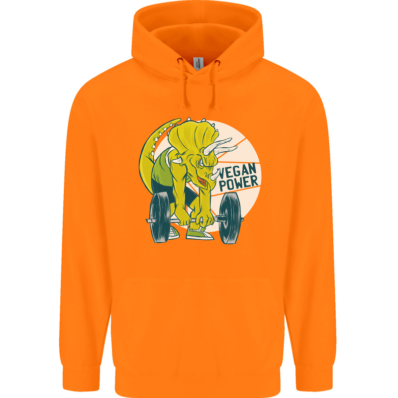 Vegan Power Gym Bodybuilding Vegetarian Childrens Kids Hoodie Orange