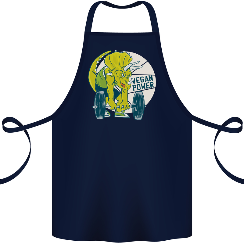 Vegan Power Gym Bodybuilding Vegetarian Cotton Apron 100% Organic Navy Blue