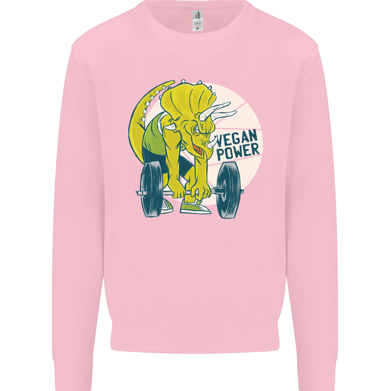 Vegan Power Gym Bodybuilding Vegetarian Kids Sweatshirt Jumper Light Pink