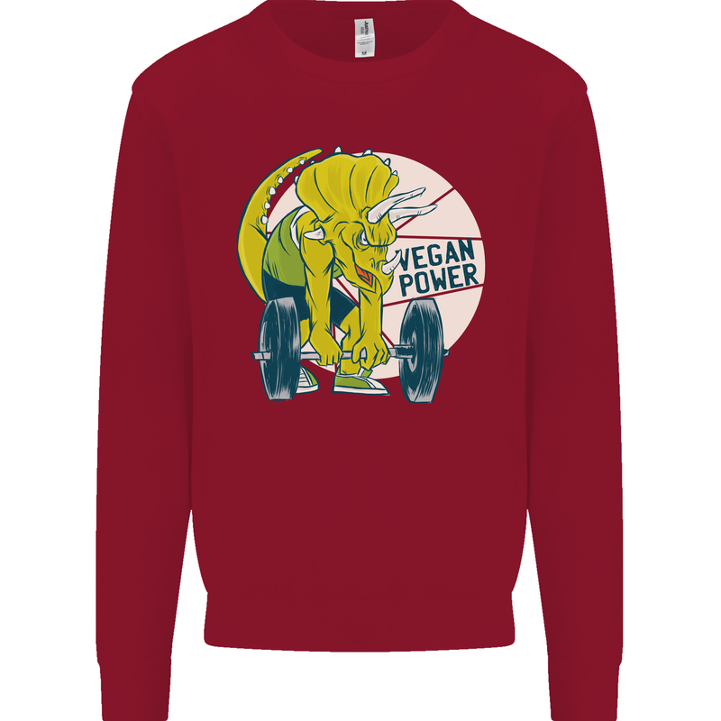Vegan Power Gym Bodybuilding Vegetarian Kids Sweatshirt Jumper Red