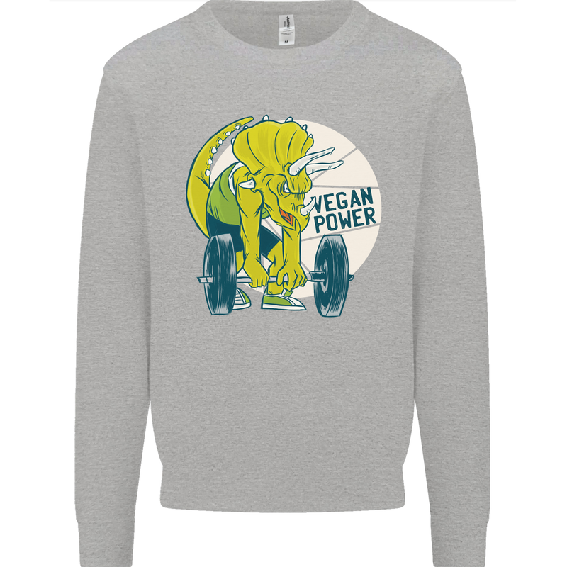 Vegan Power Gym Bodybuilding Vegetarian Kids Sweatshirt Jumper Sports Grey