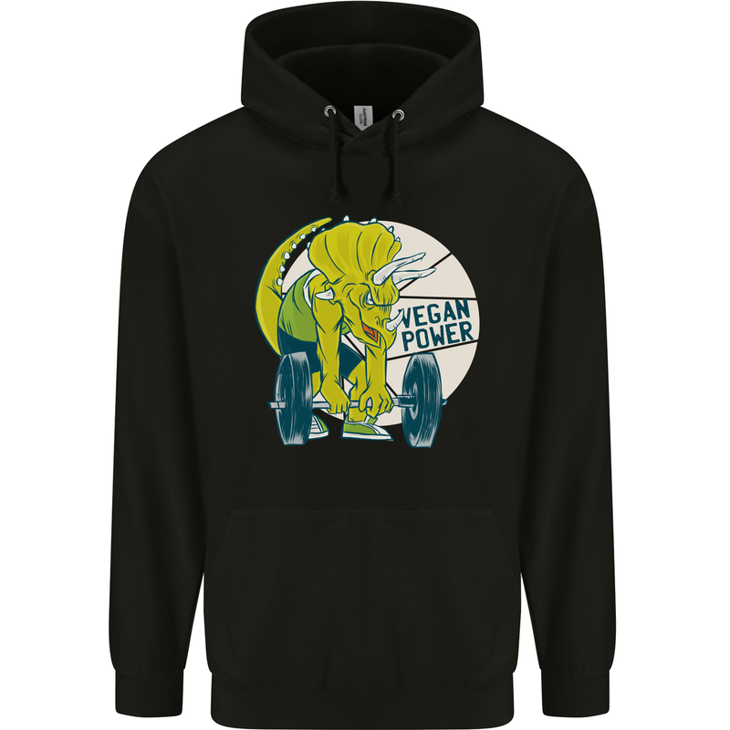 Vegan Power Gym Bodybuilding Vegetarian Mens 80% Cotton Hoodie Black