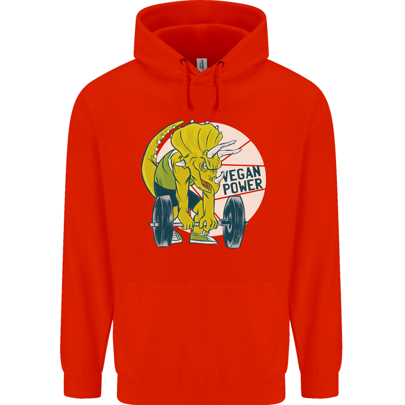 Vegan Power Gym Bodybuilding Vegetarian Mens 80% Cotton Hoodie Bright Red