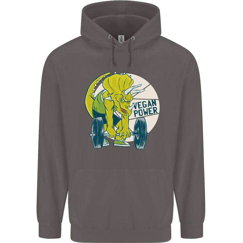 Vegan Power Gym Bodybuilding Vegetarian Mens 80% Cotton Hoodie Charcoal