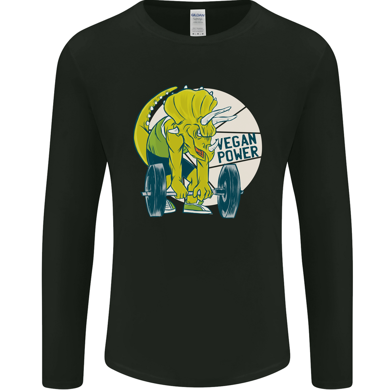 Vegan Power Gym Bodybuilding Vegetarian Mens Long Sleeve T-Shirt Black