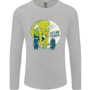 Vegan Power Gym Bodybuilding Vegetarian Mens Long Sleeve T-Shirt Sports Grey