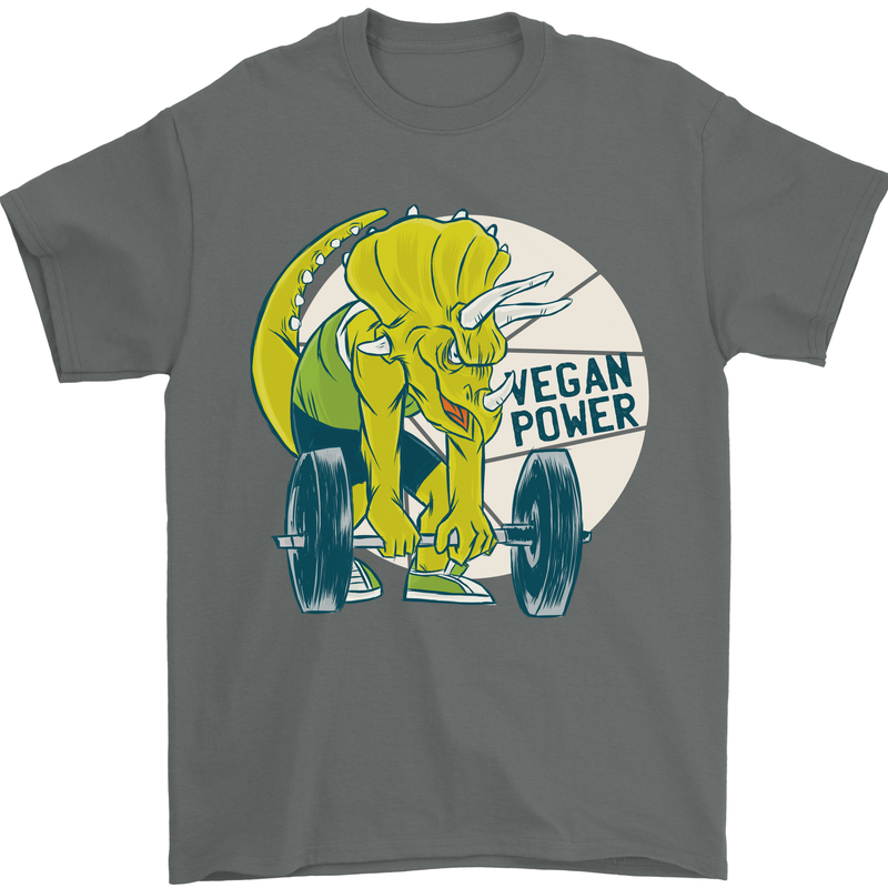 Vegan Power Gym Bodybuilding Vegetarian Mens T-Shirt 100% Cotton Charcoal