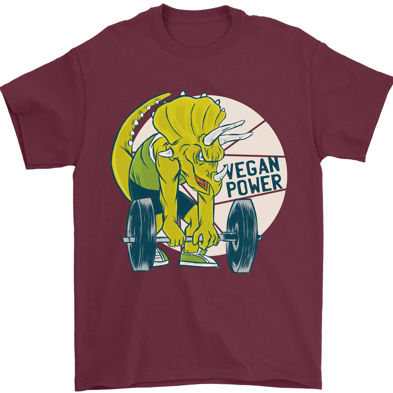 Vegan Power Gym Bodybuilding Vegetarian Mens T-Shirt 100% Cotton Maroon