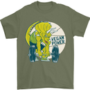 Vegan Power Gym Bodybuilding Vegetarian Mens T-Shirt 100% Cotton Military Green