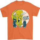 Vegan Power Gym Bodybuilding Vegetarian Mens T-Shirt 100% Cotton Orange