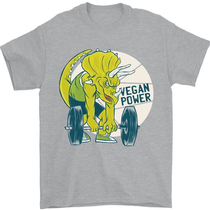 Vegan Power Gym Bodybuilding Vegetarian Mens T-Shirt 100% Cotton Sports Grey