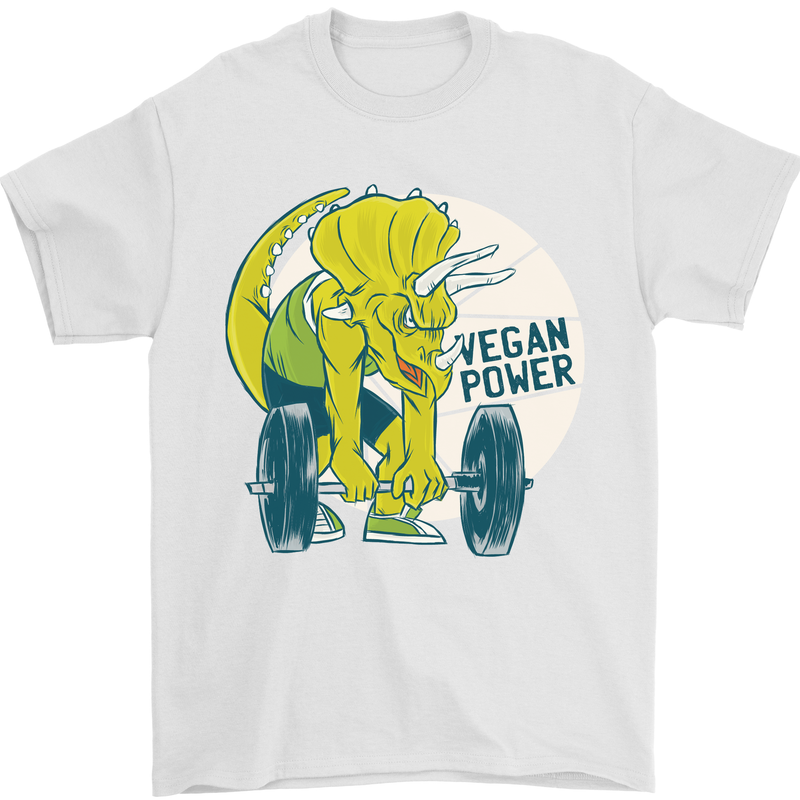 Vegan Power Gym Bodybuilding Vegetarian Mens T-Shirt 100% Cotton White