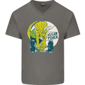 Vegan Power Gym Bodybuilding Vegetarian Mens V-Neck Cotton T-Shirt Charcoal