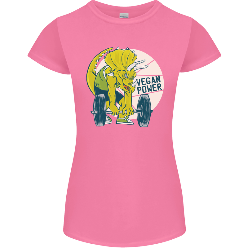 Vegan Power Gym Bodybuilding Vegetarian Womens Petite Cut T-Shirt Azalea