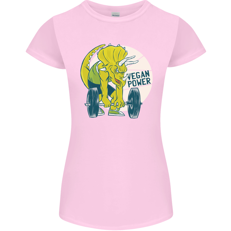 Vegan Power Gym Bodybuilding Vegetarian Womens Petite Cut T-Shirt Light Pink