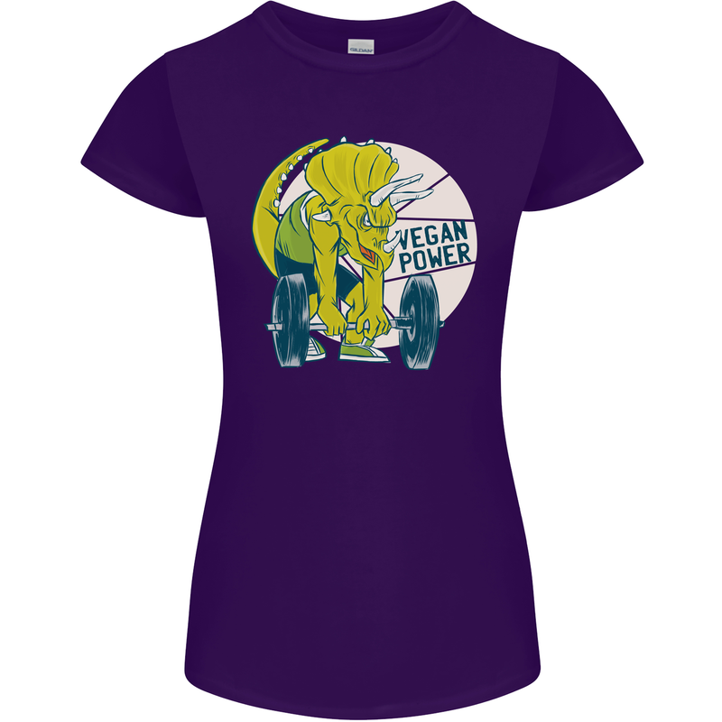 Vegan Power Gym Bodybuilding Vegetarian Womens Petite Cut T-Shirt Purple