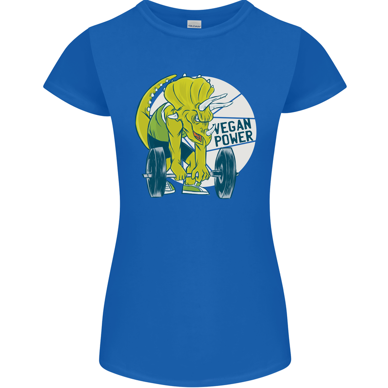 Vegan Power Gym Bodybuilding Vegetarian Womens Petite Cut T-Shirt Royal Blue