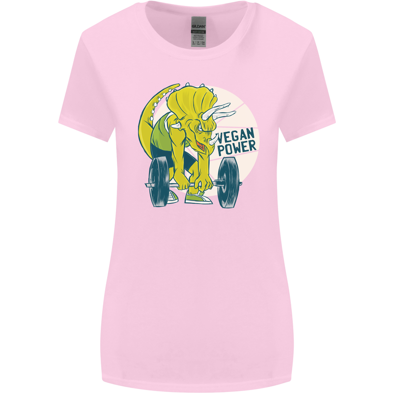 Vegan Power Gym Bodybuilding Vegetarian Womens Wider Cut T-Shirt Light Pink