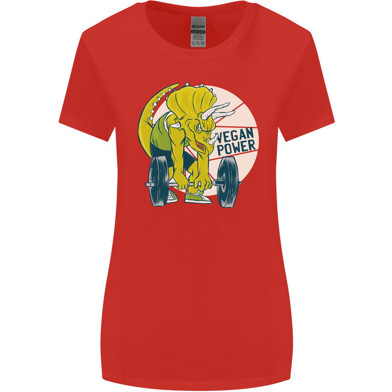 Vegan Power Gym Bodybuilding Vegetarian Womens Wider Cut T-Shirt Red