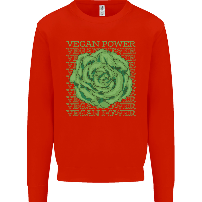Vegan Power Kids Sweatshirt Jumper Bright Red