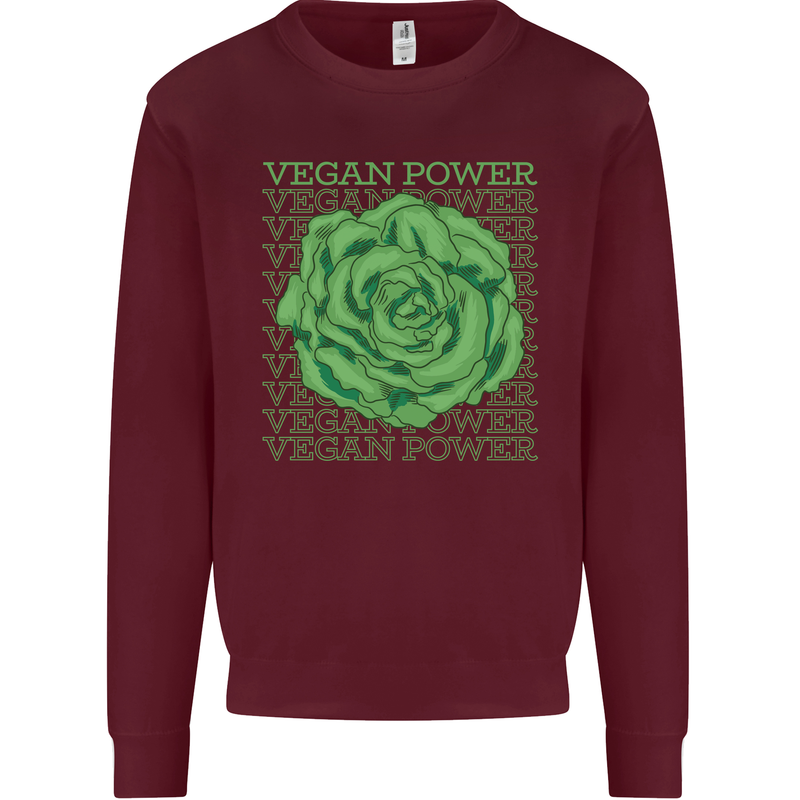 Vegan Power Kids Sweatshirt Jumper Maroon