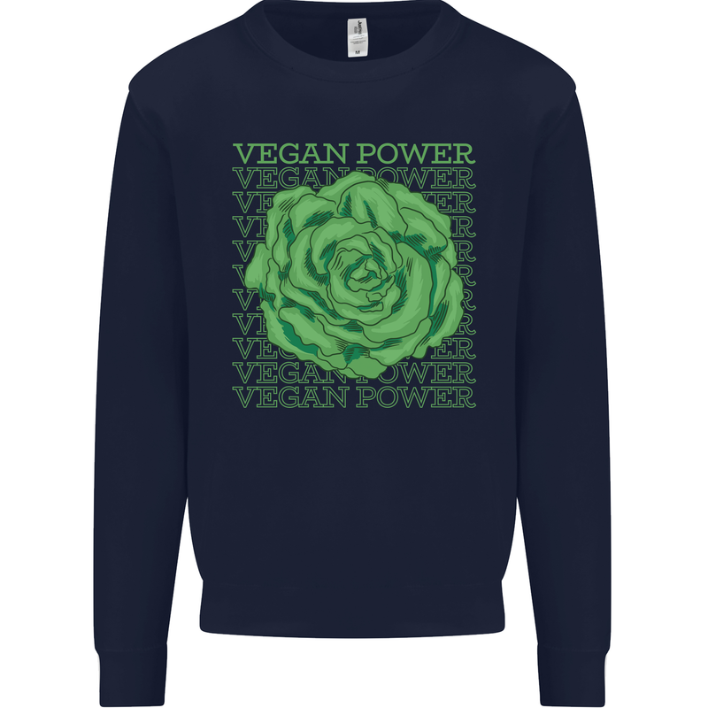 Vegan Power Kids Sweatshirt Jumper Navy Blue
