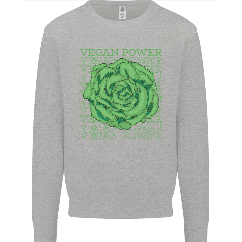 Vegan Power Kids Sweatshirt Jumper Sports Grey