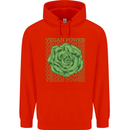 Vegan Power Mens 80% Cotton Hoodie Bright Red