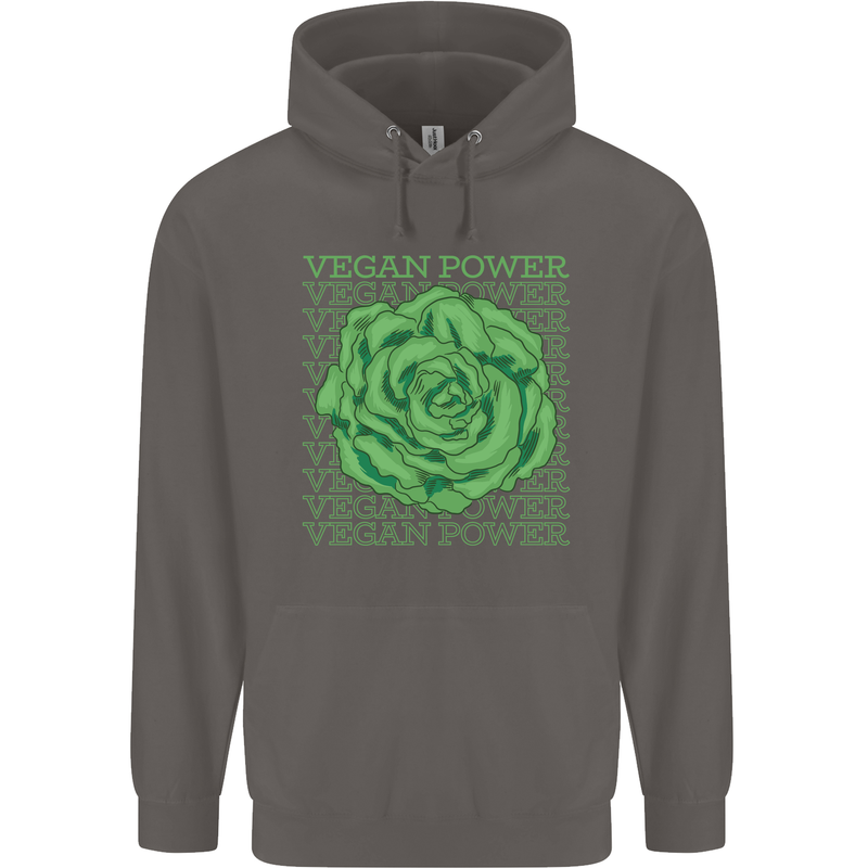 Vegan Power Mens 80% Cotton Hoodie Charcoal