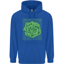Vegan Power Mens 80% Cotton Hoodie Royal Blue