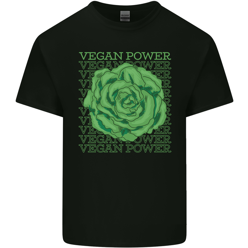 Vegan Power Mens Cotton T-Shirt Tee Top Black