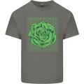 Vegan Power Mens Cotton T-Shirt Tee Top Charcoal