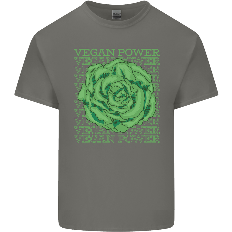 Vegan Power Mens Cotton T-Shirt Tee Top Charcoal