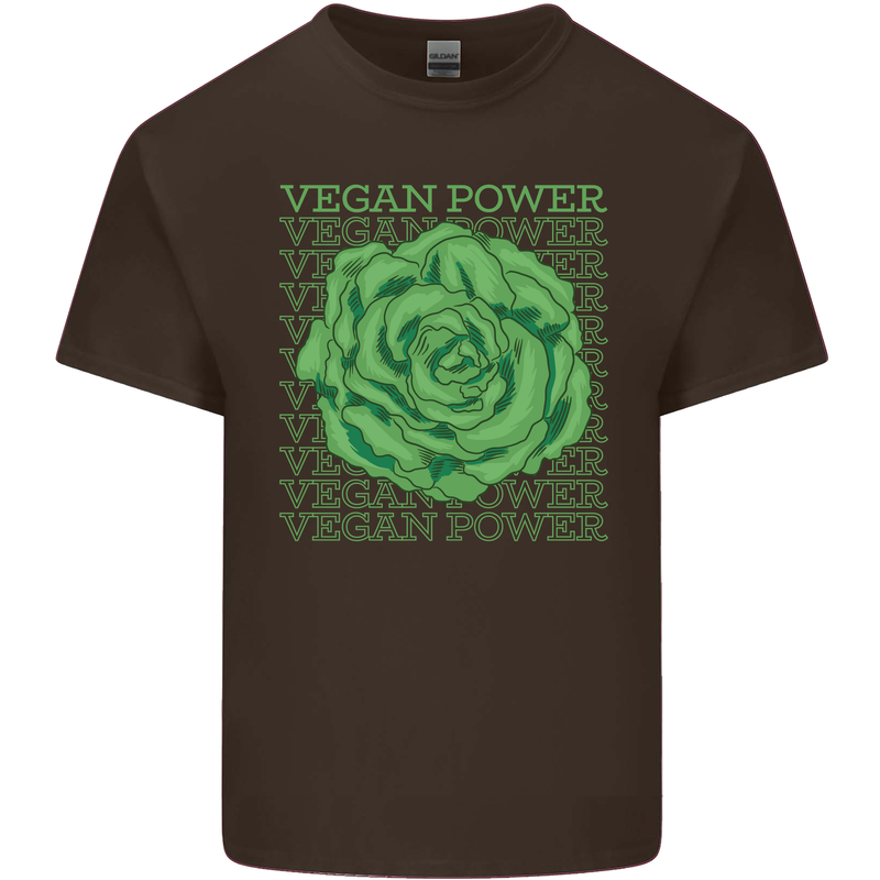 Vegan Power Mens Cotton T-Shirt Tee Top Dark Chocolate